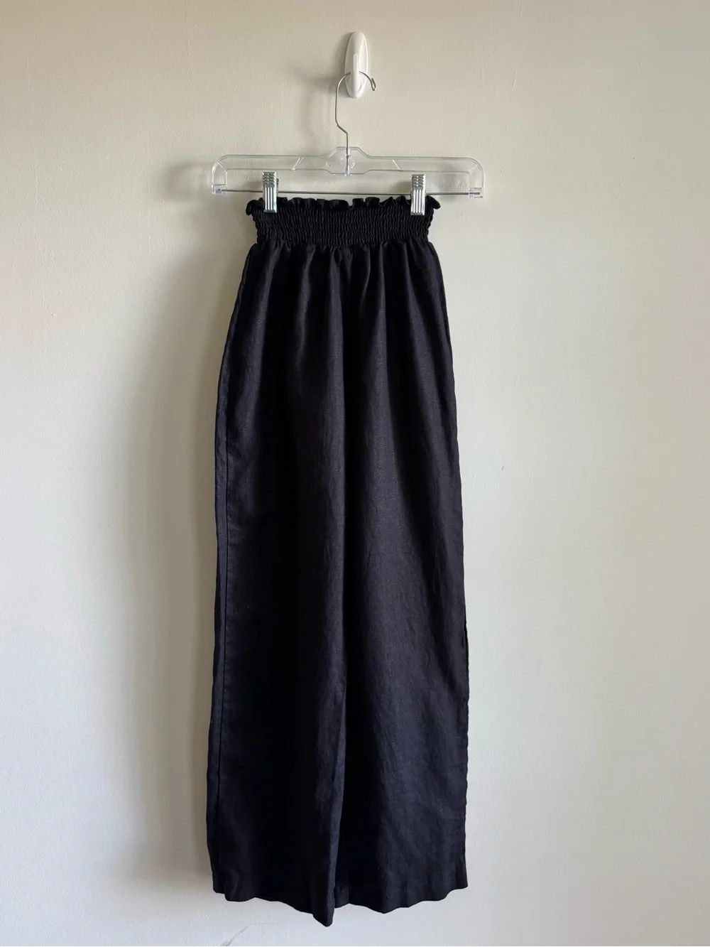 Reformation 100% Linen Smocked Paperbag Wide-Leg Pants